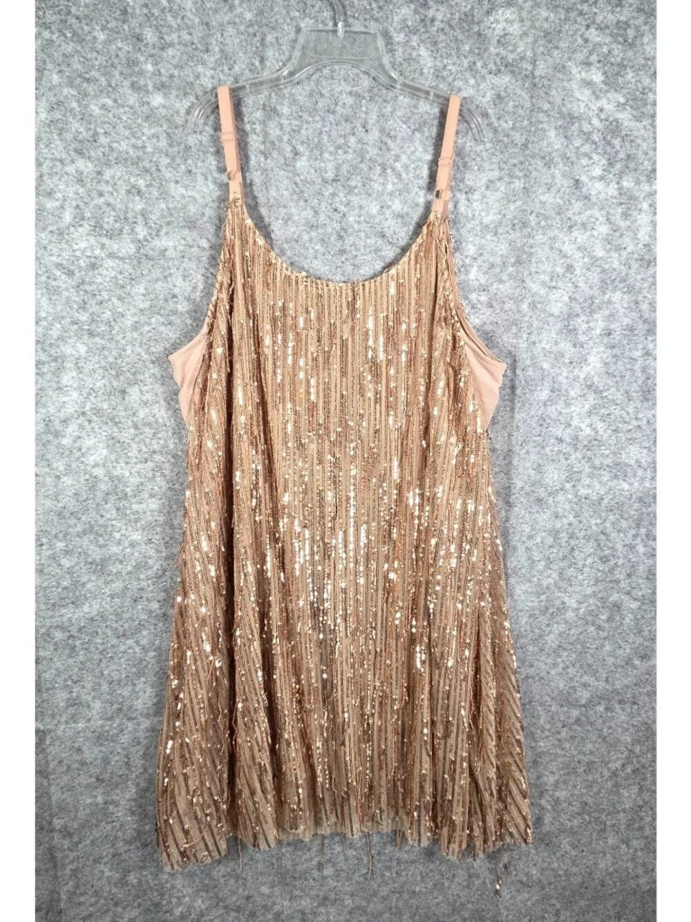 Torrid Dress Womens 3X Gold Sequin Fringe Mini Dress Sleeveless Party Cocktail P - Picture 7 of 12